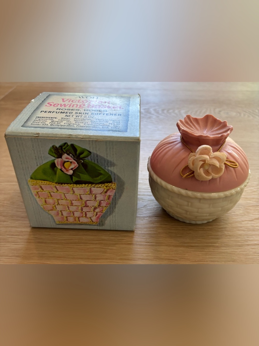 Avon Victorian Sewing Basket-Roses, Roses.  Beautiful and perfect for a collecto